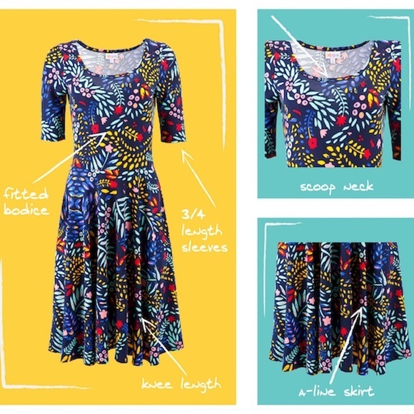 Dress LuLaRoe Nicole XS 2-4 Flattering A-line NWT - Picture 6 of 7